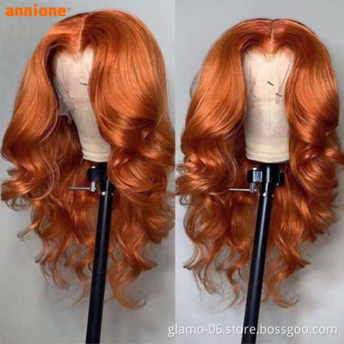 Colored Wigs Human Hair Lace Front,Custom Color Wig For Black Women, #350 Deep Wave Orange Ginger Human Hair Wig